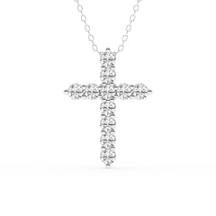 1 Carat Round Lab Grown Diamond Cross Pendant Necklace