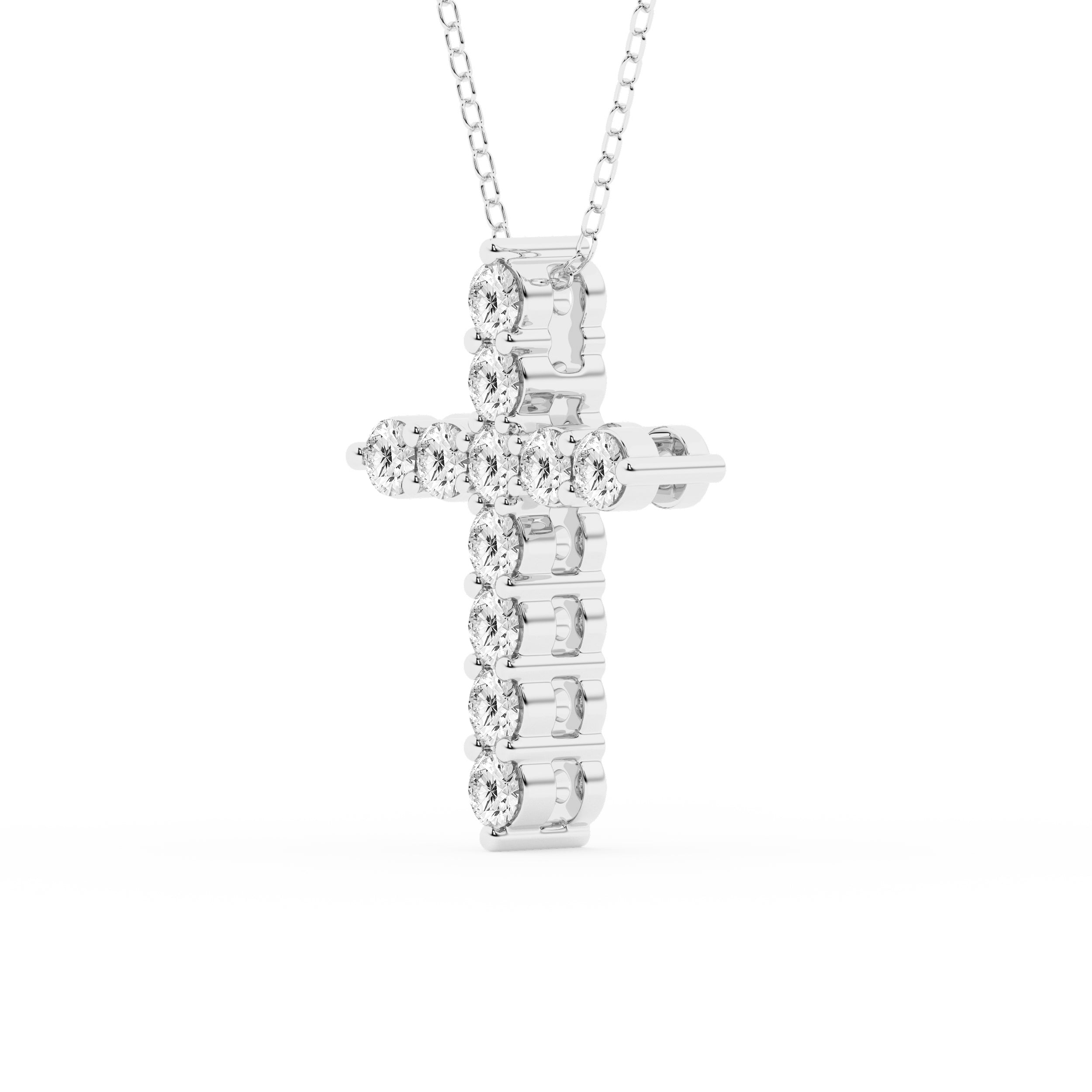 1 Carat Round Lab Grown Diamond Cross Pendant Necklace