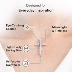 1 Carat Round Lab Grown Diamond Cross Pendant Necklace