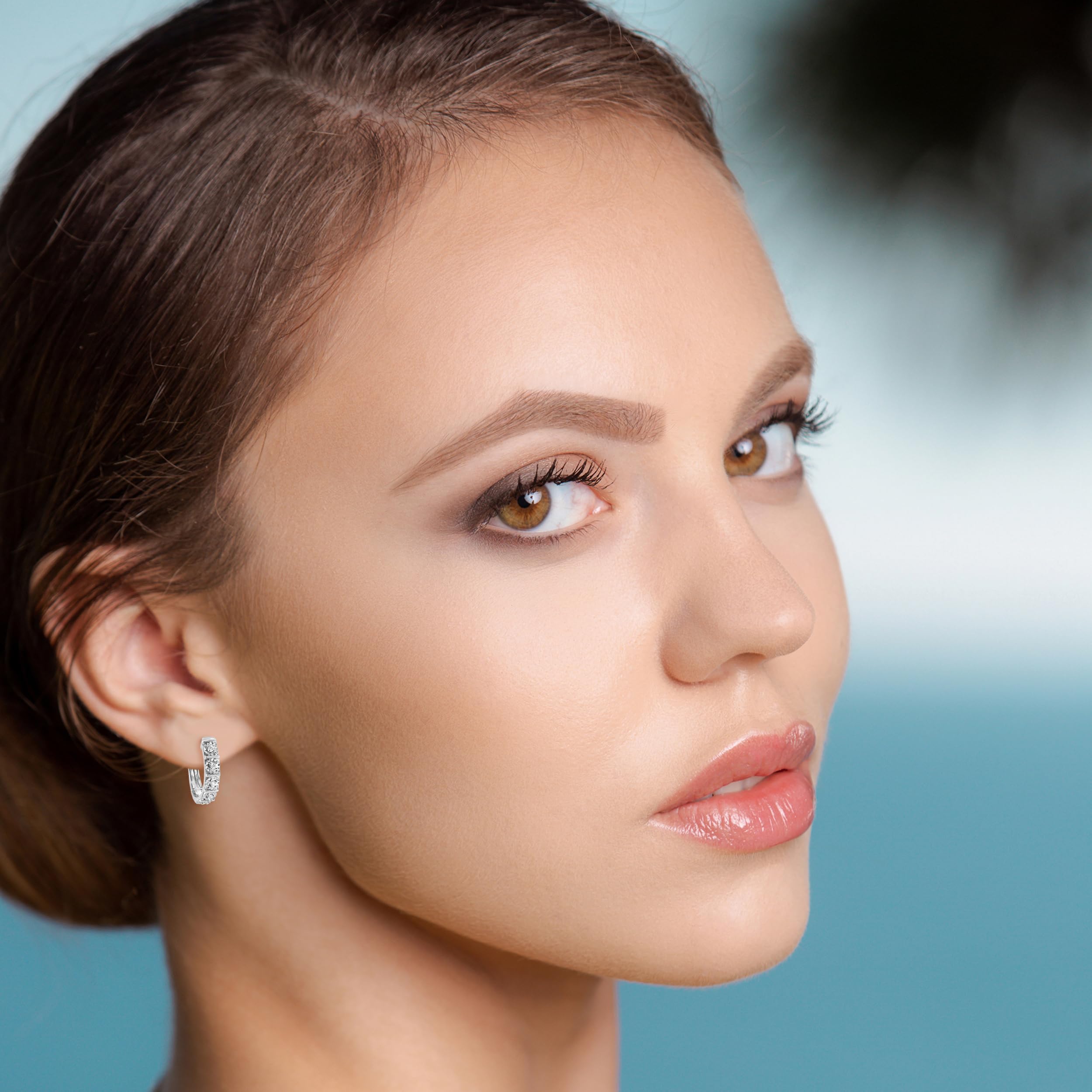 0.10 Carat Single Row Lab Grown Diamond Huggie Hoop Earrings