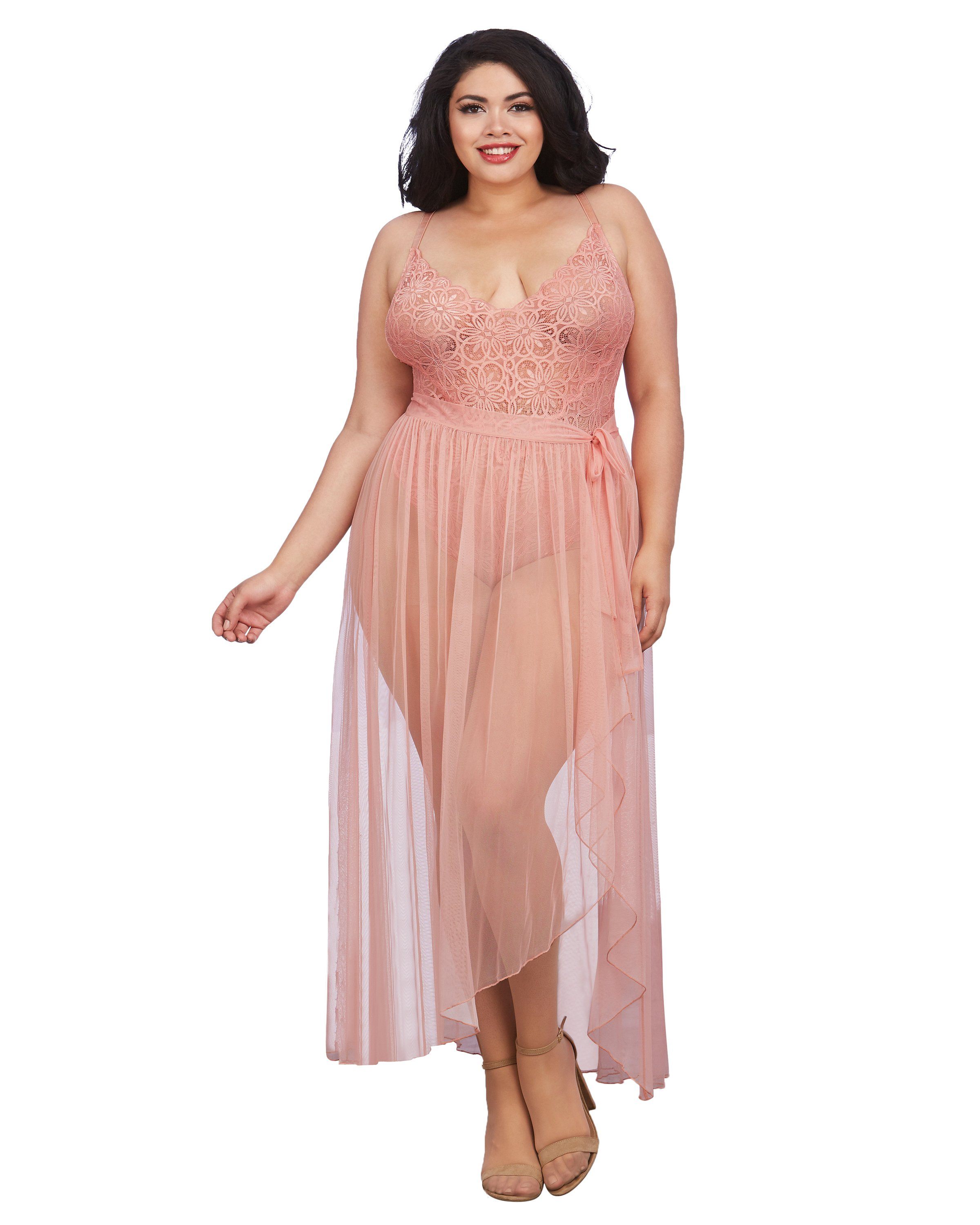 Dreamgirl Plus Size Lace Teddy And Skirt Set