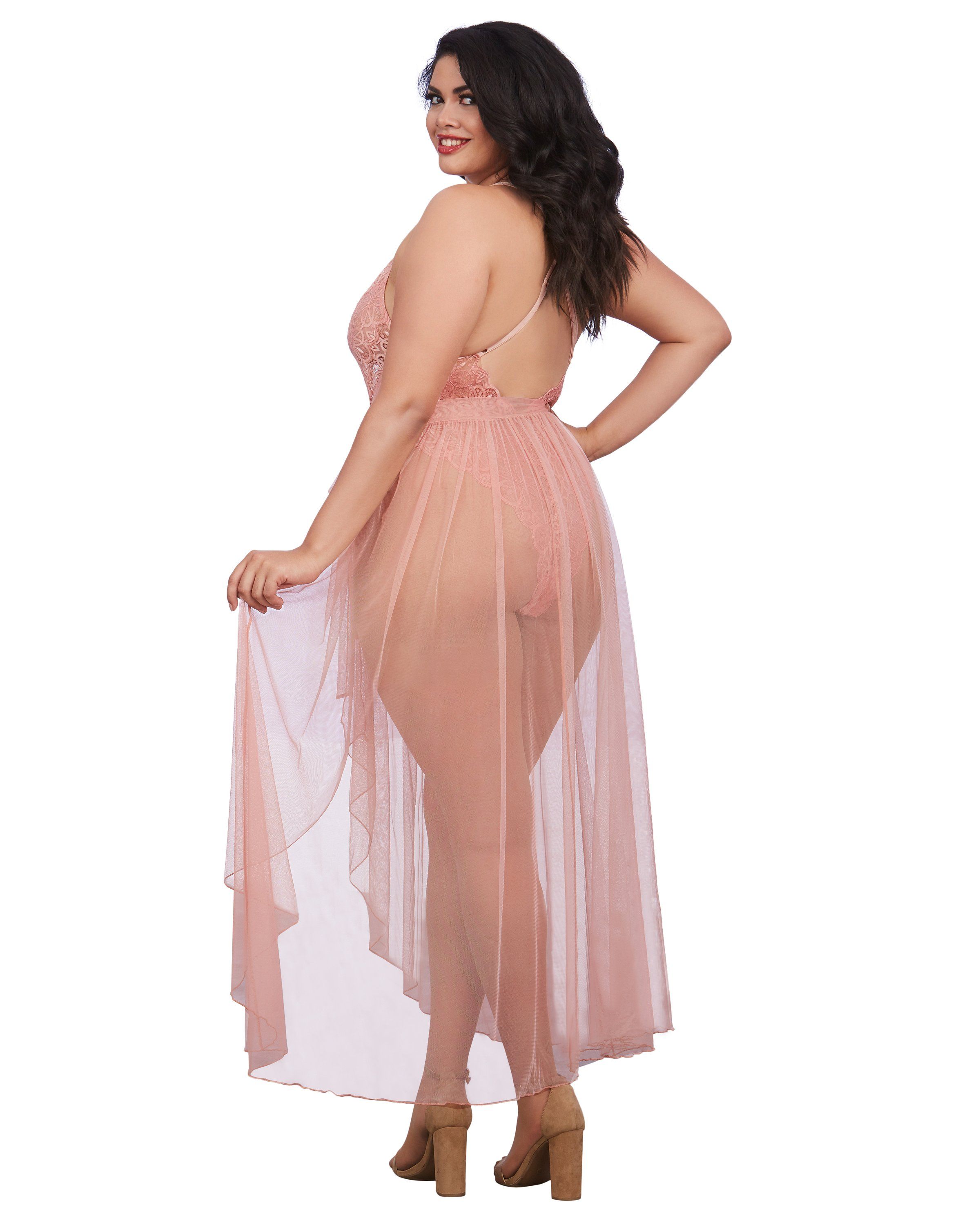 Dreamgirl Plus Size Lace Teddy And Maxi Skirt Set