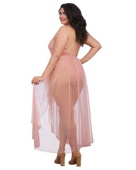 Dreamgirl Plus Size Lace Teddy And Skirt Set