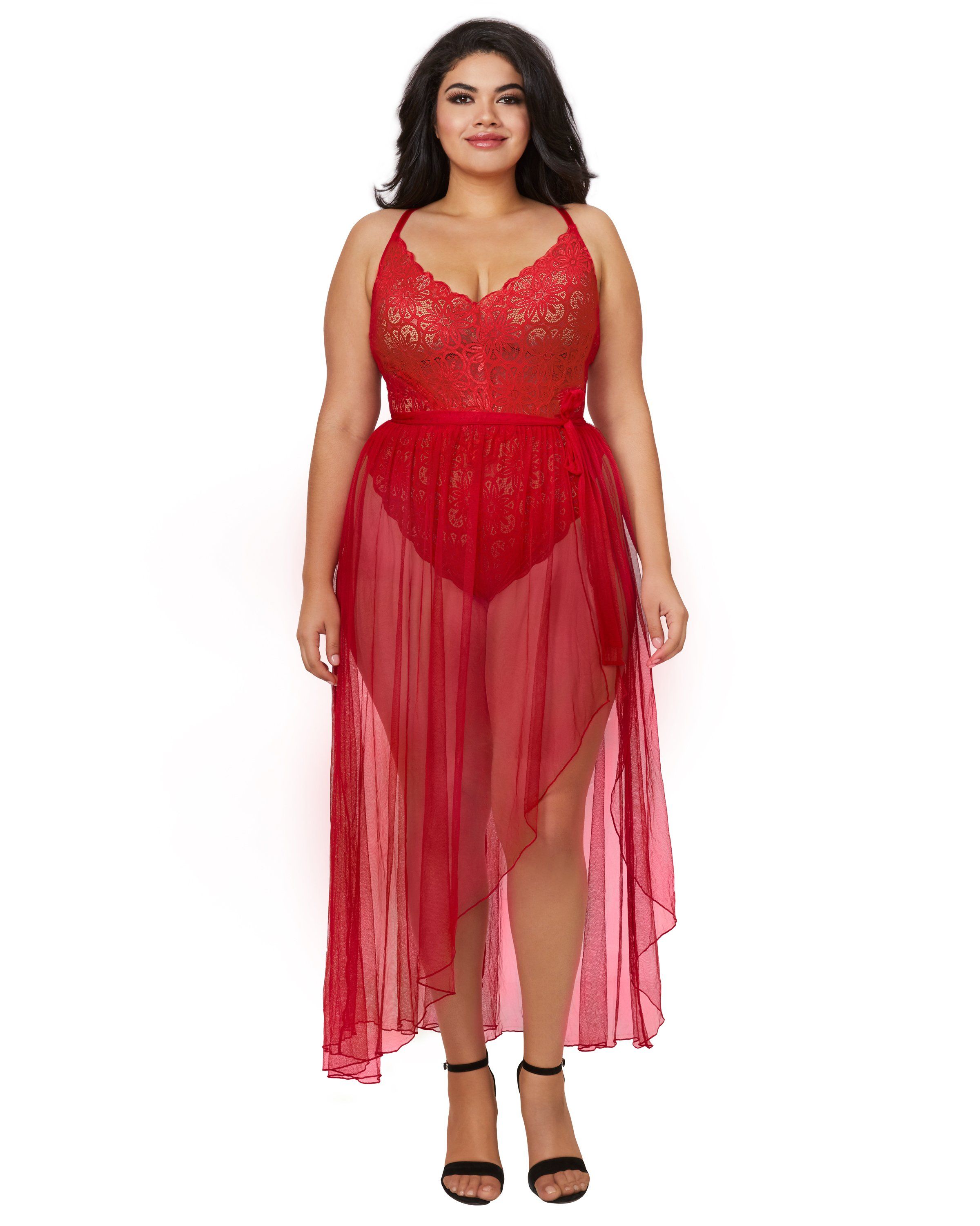 Dreamgirl Mosaic Lace Teddy And Skirt Set